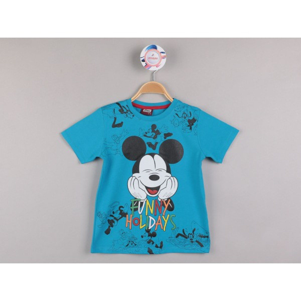 Edoy Mickey Mouse Eğlenceli ve Renkli Pamuklu Çocuk Tişörtleri 36/1 Full Lyc Süprem Kısa Kollu Erkek Çocuk T-shirt Fiyatı