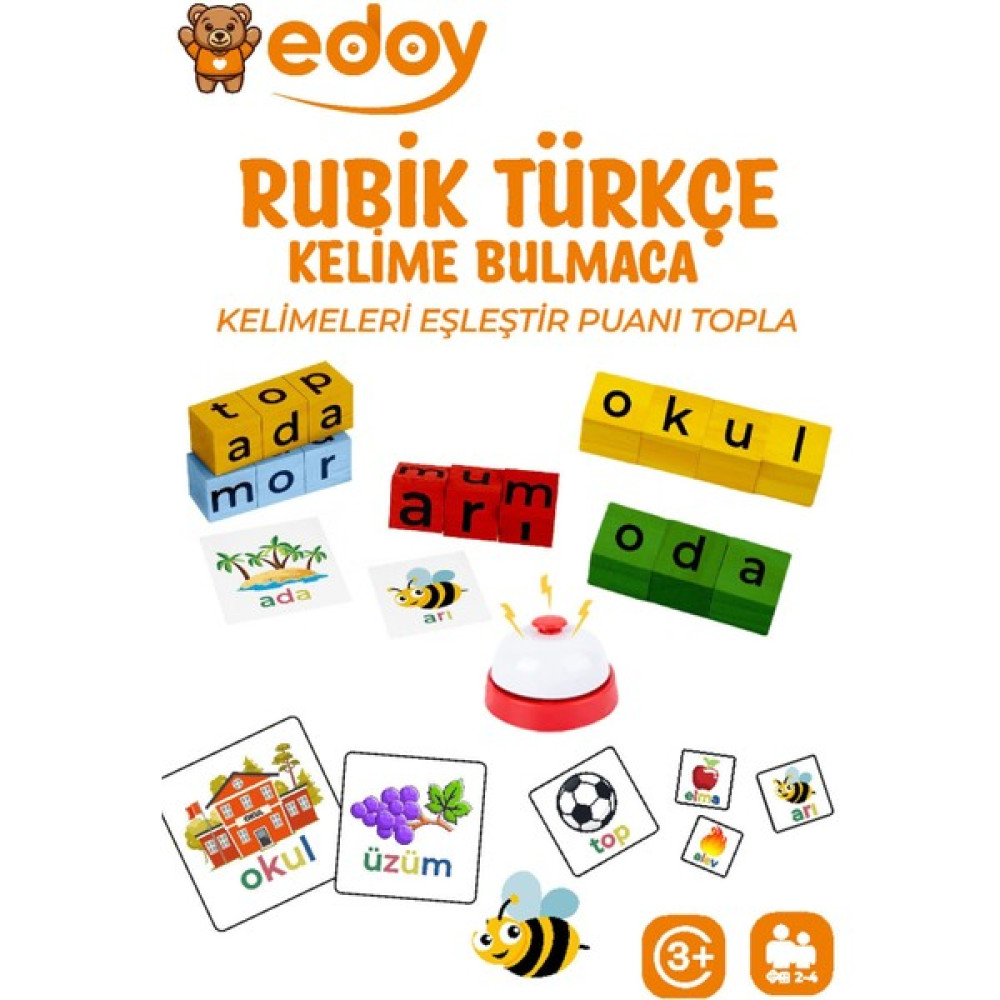 Edoy Montessori Türkçe Kelime Bulmaca El Becerisi Görsel Zeka Geliştirici Rubik Küp Eğitici Kutu Oyunu Eğitici Oyuncak Fiyatı