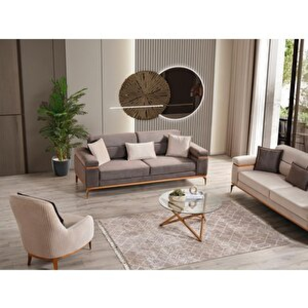 Edsy Home Bella 3+3+1 Koltuk Takımı Krem - Kahve Koltuk Takımı / Seti Fiyatı