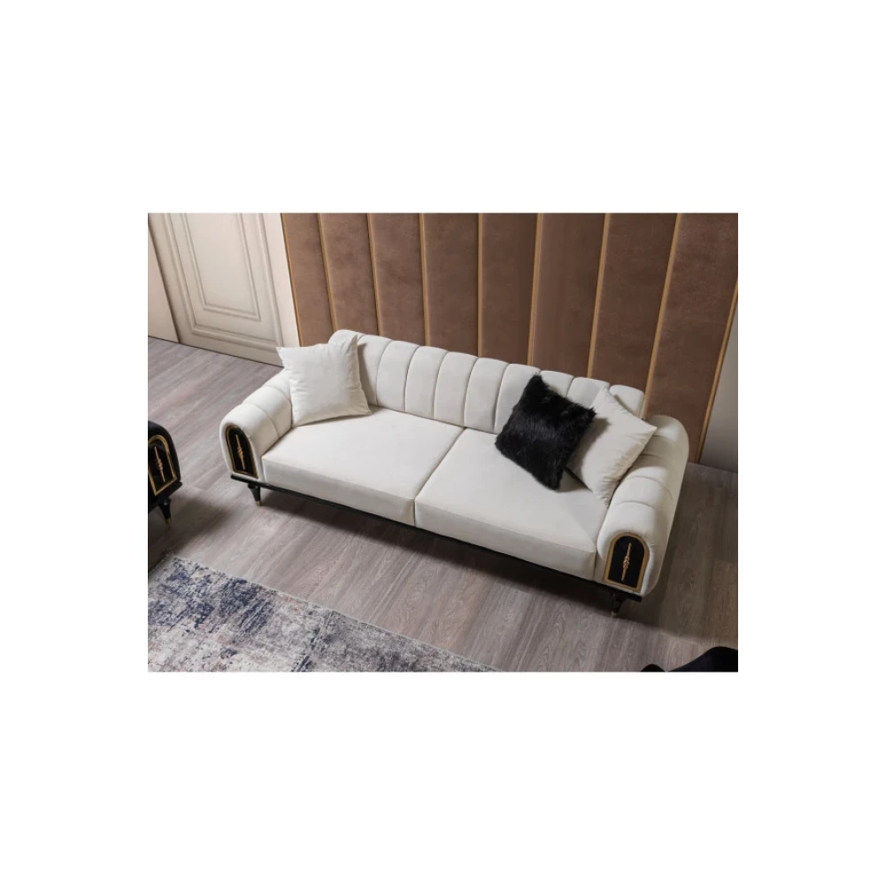 Edsy Home Milano 3+3+1 Koltuk Takımı Krem - Siyah Koltuk Takımı / Seti Fiyatı