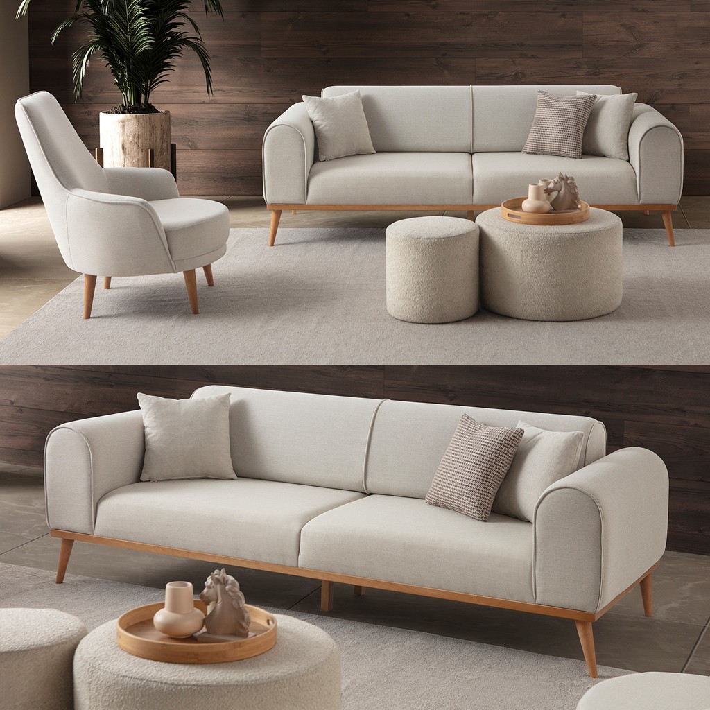 Edsy Home Rebull 3+1 Koltuk Takımı Krem Renk - Bej Koltuk Takımı / Seti Fiyatı