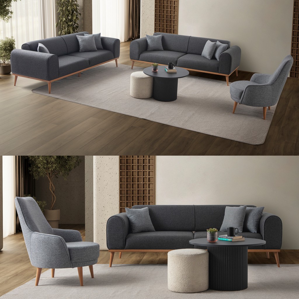 Edsy Home Rebull 3+3+1 Koltuk Takımı Antrasit Koltuk Takımı / Seti Fiyatı