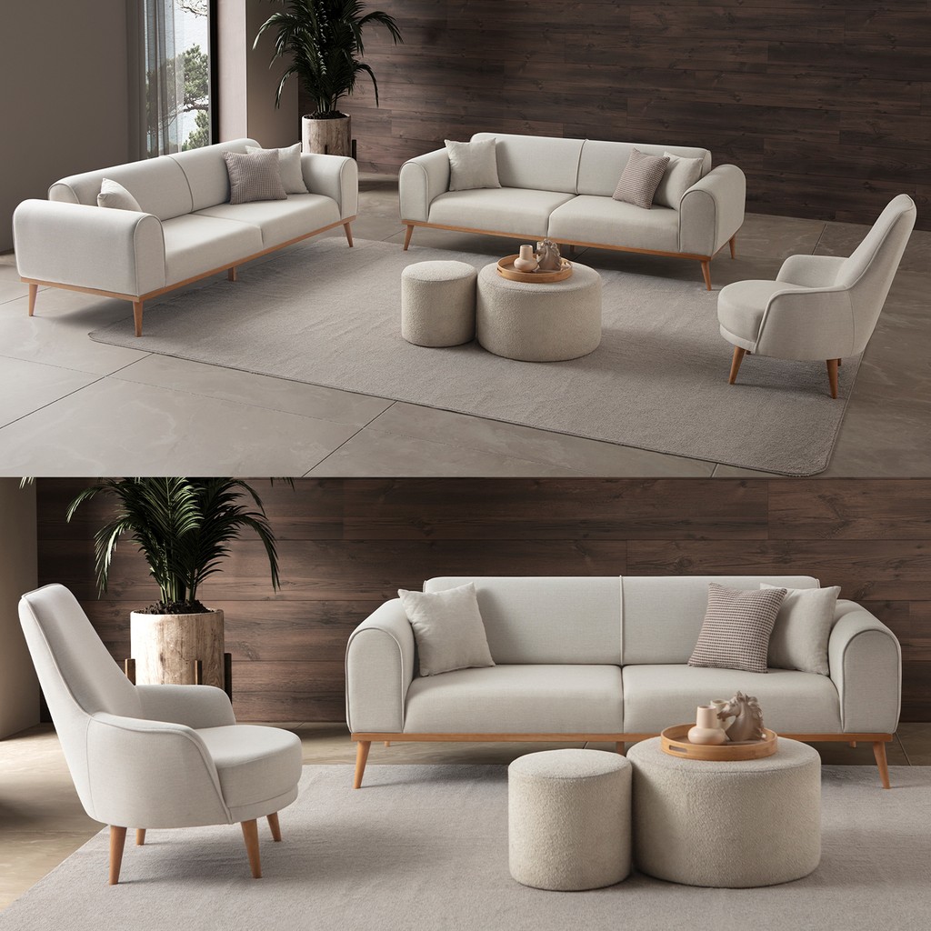 Edsy Home Rebull 3+3+1 Koltuk Takımı Krem Renk - Bej Koltuk Takımı / Seti Fiyatı