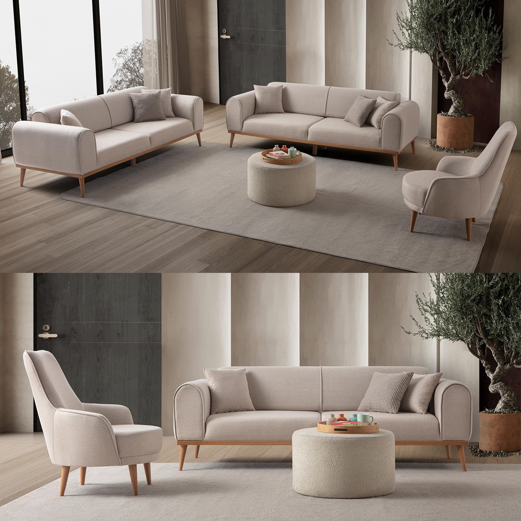 Edsy Home Rebull 3+3+1 Koltuk Takımı Sütlü Kahve Koltuk Takımı / Seti Fiyatı