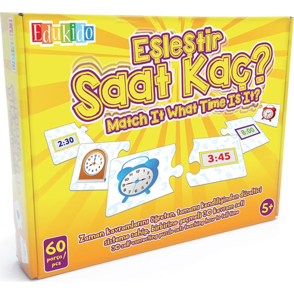 Edukido Eğitici Oyuncak Eşleştir Mukavva Puzzle Saat Kaç Çocuk Kutu Oyun EDU-1016 Puzzle & Aksesuarları Fiyatı