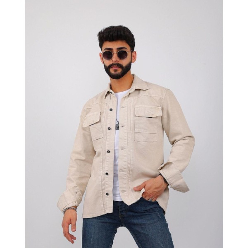 Edwox Erkek Premium Series Slim Fit Denim Kot Ceket Bej EDW025 Erkek Ceket Fiyatı