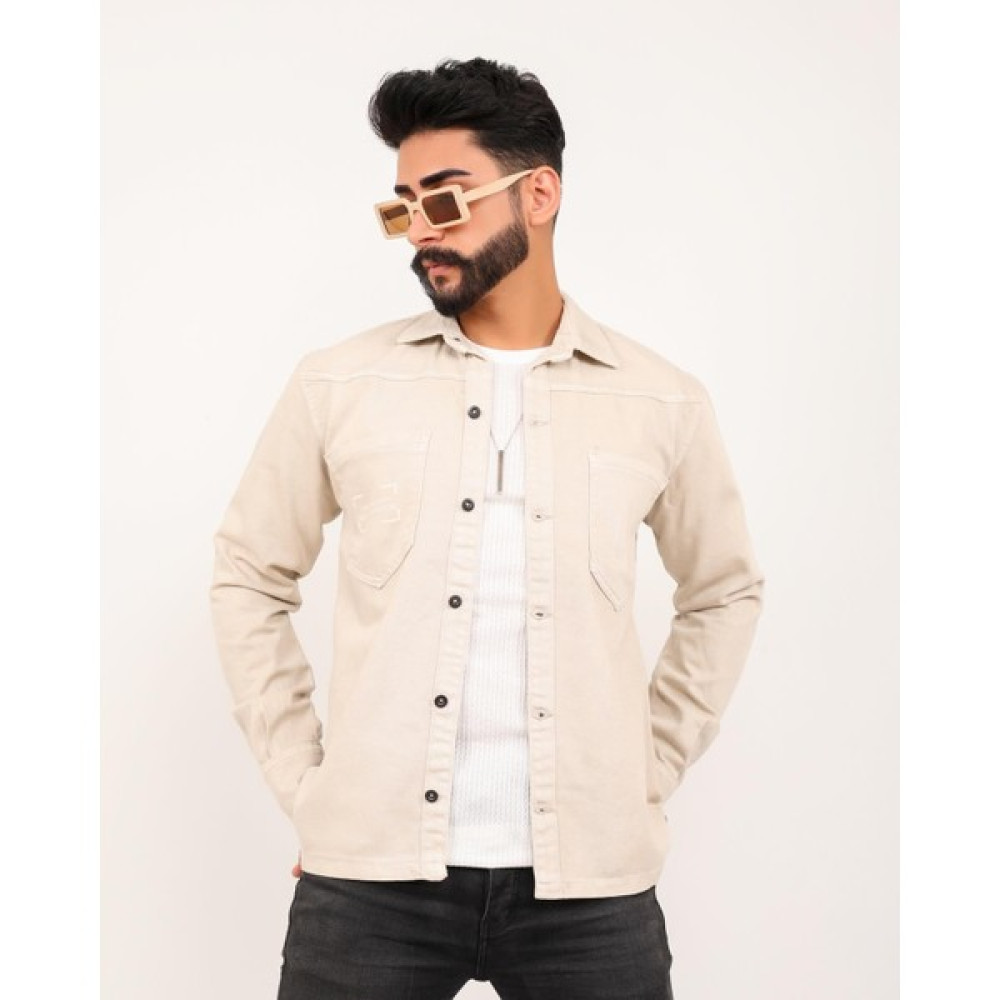 Edwox Erkek Premium Series Slim Fit Denim Kot Ceket Bej EDW027 Erkek Ceket Fiyatı
