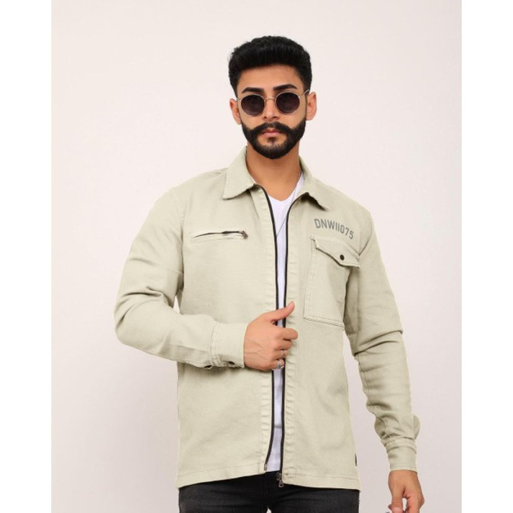 Edwox Erkek Premium Series Slim Fit Fermuarlı Denim Kot Ceket Bej EDW026 Erkek Ceket Fiyatı