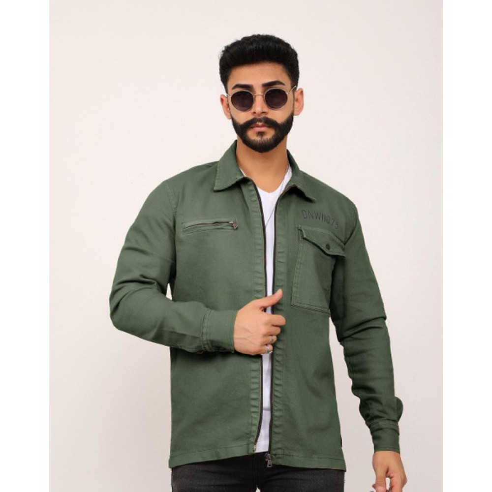 Edwox Erkek Premium Series Slim Fit Fermuarlı Denim Kot Ceket Yeşil EDW026 Erkek Ceket Fiyatı