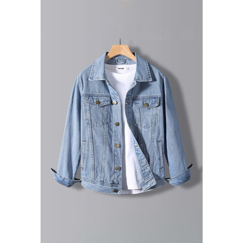 Edwox Erkek Slim Fit Denim Kot Ceket Açık Mavi Edw012 M Beden Bayan Ceket Fiyatı