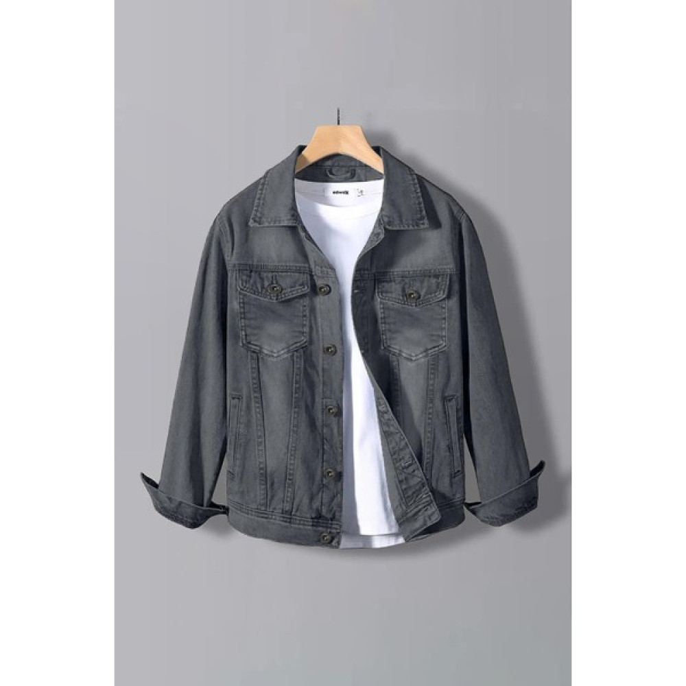 Edwox Erkek Slim Fit Denim Kot Ceket Taşlanmış Gri EDW012 Erkek Ceket Fiyatı