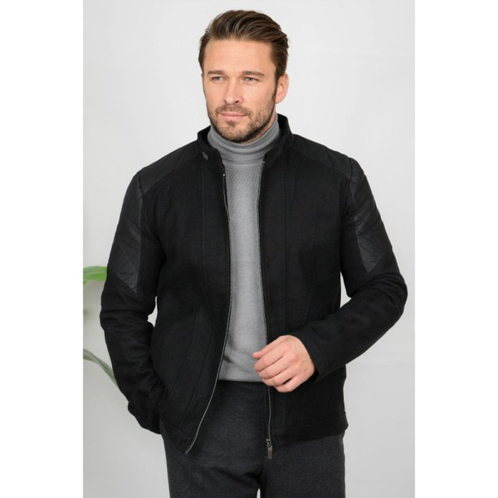Edwox Erkek Slim Fit Deri Omuz Detaylı Içi Astarlı Kaşe Mont EDW031 Erkek Mont Fiyatı