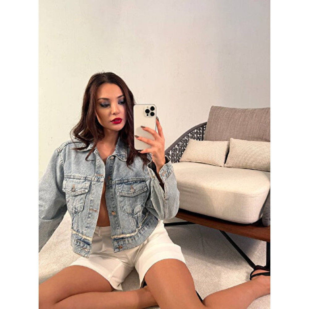 EDZ Crop Model Denim Kot Ceket Cepli Kadın Bayan Ceket Fiyatı