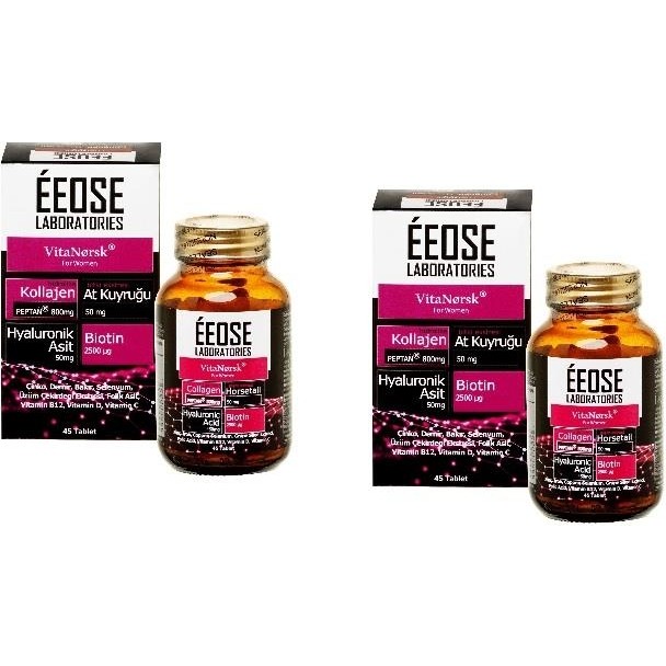 Eeose Collagen Tablet ( Kollajen + Hyaluronik Asit + Atkuyruğu + Biotin + C Vitamini) 45 Tablet X 2 Adet Diğer Fiyatı