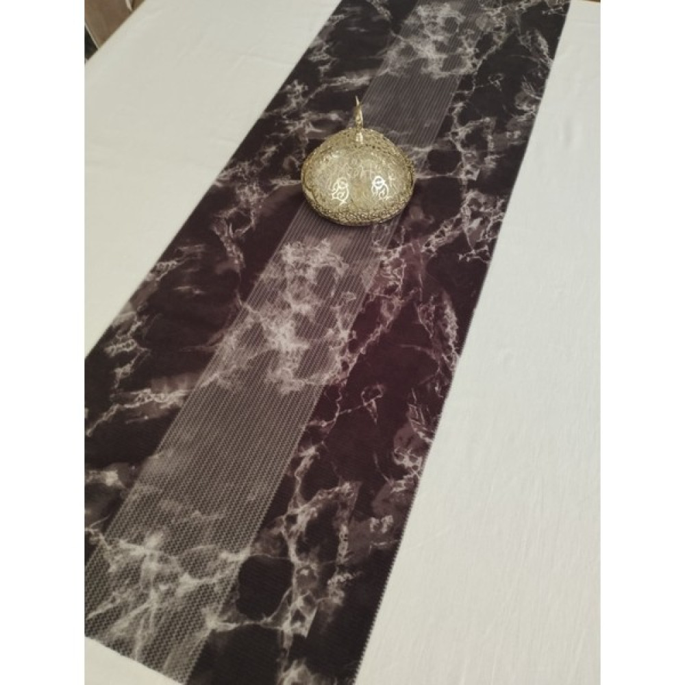 Ef Tasarım Antrasit Mermer Desenli Runner - 140 x 40 cm Masa Örtüsü Fiyatı