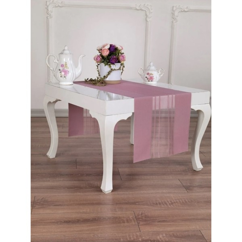 Ef Tasarım Modern Runner Dokuma Kumaş - 40 x 140 cm - Gül Kurusu Masa Örtüsü Fiyatı