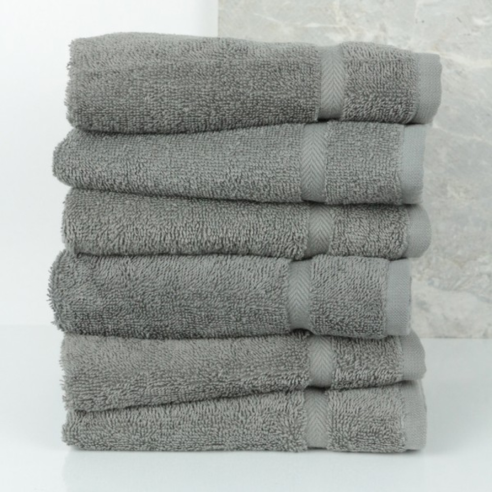 Efabrika Leora %100 Pamuklu 6'lı 30X30 Cm El Yüz Havlu Seti - Koyu Gri - 30 x 30 cm El / Yüz Havlusu Fiyatı