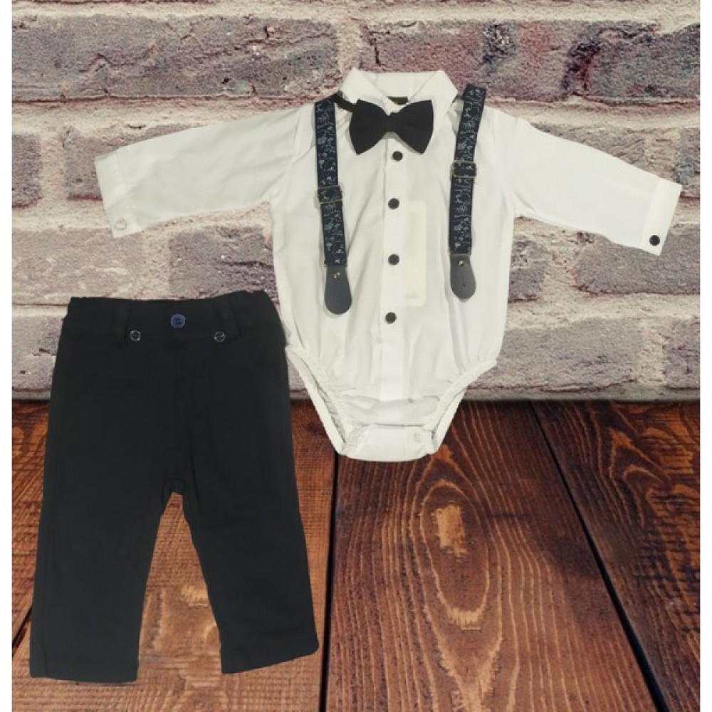 Efbey Kids Beyaz Gömlekli Askılı Alttan Çıtçıtlı Papyonlu Bebek Takım Bebek Giysi Takım Fiyatı