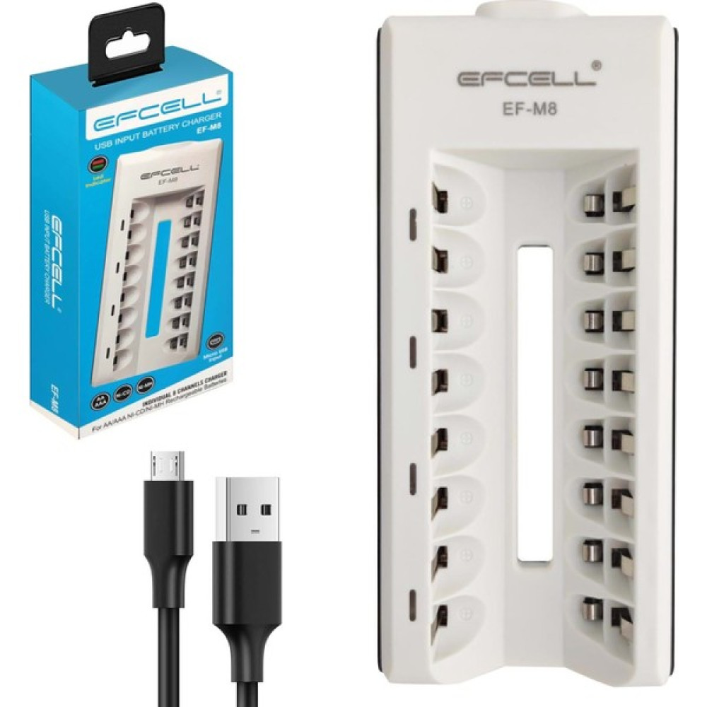 Efcell Pil Şarj Aleti Sekizli USB Aa/aaa Ni-Mh/ni-Cd Efcell Ef-M8 Şarj Cihazları & Kitler Fiyatı