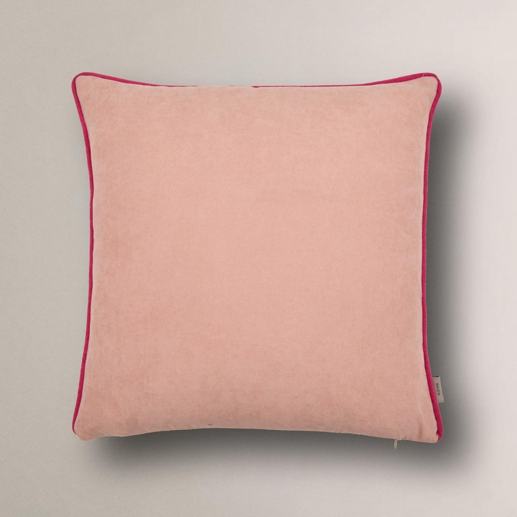 Efe Biye Detaylı Düz Kırlent Kılıfı - 45 x 45 cm - Pembe Kırlent / Mobilya Yastığı Fiyatı
