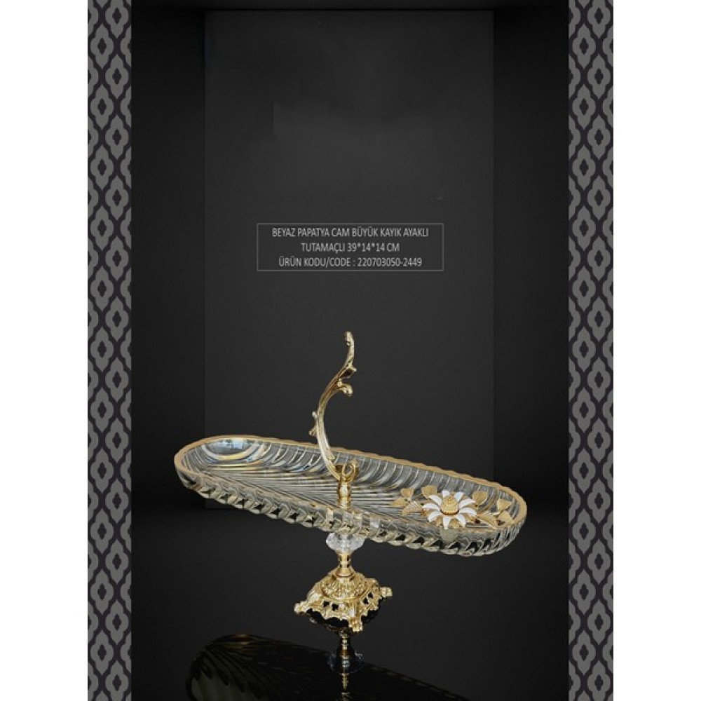 Efegil 2449 Papatya Cam Büyük Kayık Tutamaçlı Ayaklı 39 x 14 x 14 cm Mutfak Gereçleri Fiyatı