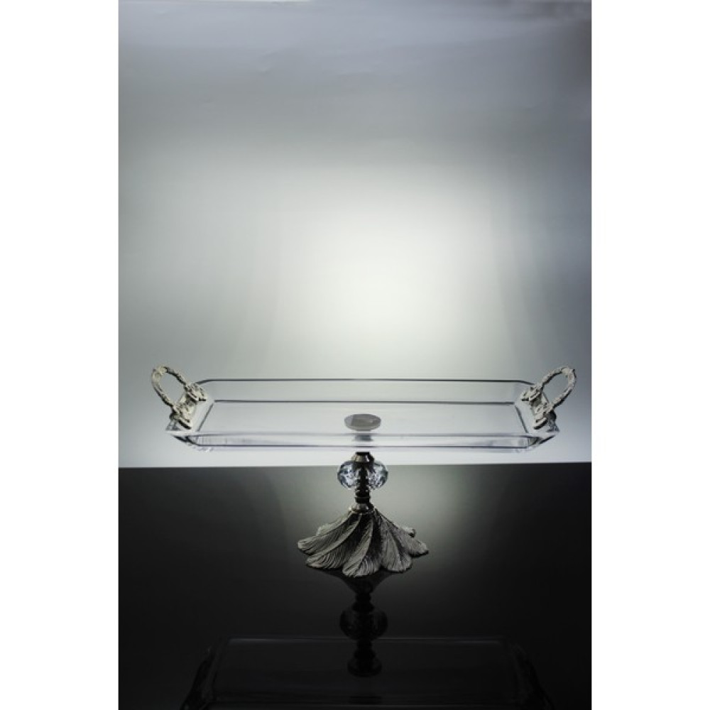 Efegil Glamour Gümüş 30 cm Dikdörgen Kulplu Ayaklı Sunumluk 14X36X14 cm Mutfak Gereçleri Fiyatı