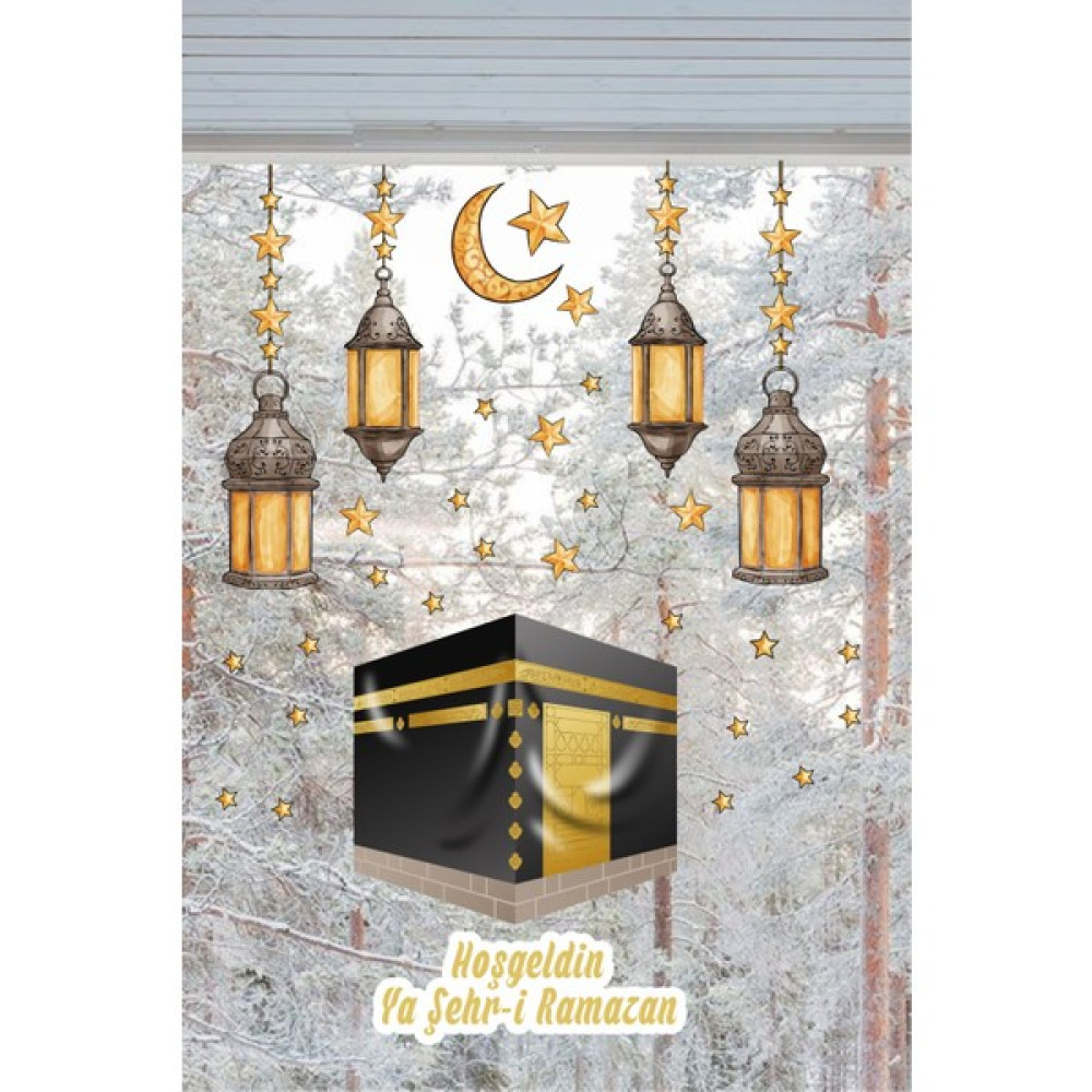 Efekt Reklam Hoşgeldin Ya-Şehri Ramazan Kabe ve Fenerler Cam Yatak Odası Mutfak Balkon Duvar Süsü Kağıdı Stickerı - 50x110 Bebek Odası Duvar Süsü Fiyatı