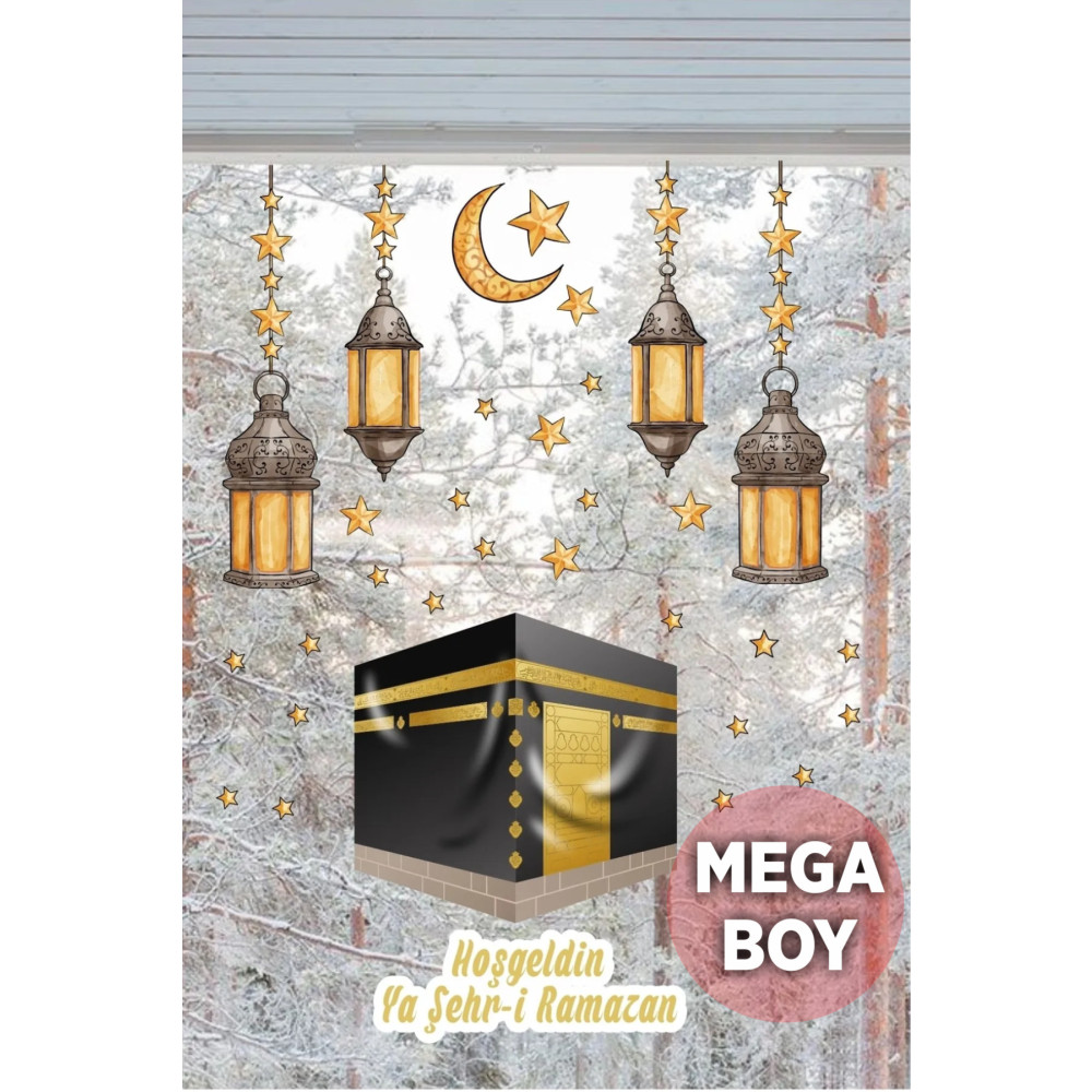 efekt reklam Hoşgeldin Ya-şehri Ramazan Kabe Ve Fenerler Cam Yatak Odası Mutfak Balkon Duvar Süsü Kağıdı Stickerı 51 x 100 Beden Duvar Stickerı Fiyatı
