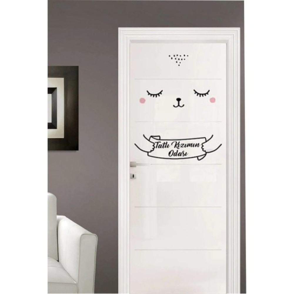 Efekt Reklam Tavşancık Kapı Süsü Sticker - Tatlı Kızımın Odası Çocuk Odası Sticker Bebek Odası Yapışkanlı Sticker EFK357755 Sticker Fiyatı