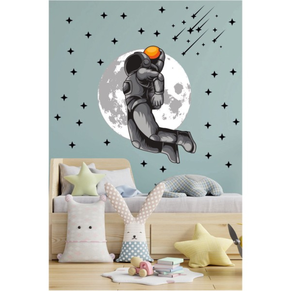 Efekt Reklam Uzayda Basketbol Oynayan Astronot ve Yıldızlar Çocuk Bebek Odası Duvar Kağıdı Aksesuarları Stickerı D2787 Sticker Fiyatı