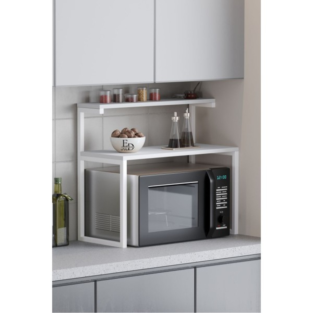 Efelez Design Akik 2 Raflı Metal Çok Amaçlı Mutfak Rafı / Tezgah Üstü Raf Beyaz Metal - Beyaz Tabla - BEYAZ-BEYAZ Duvar Rafı Fiyatı