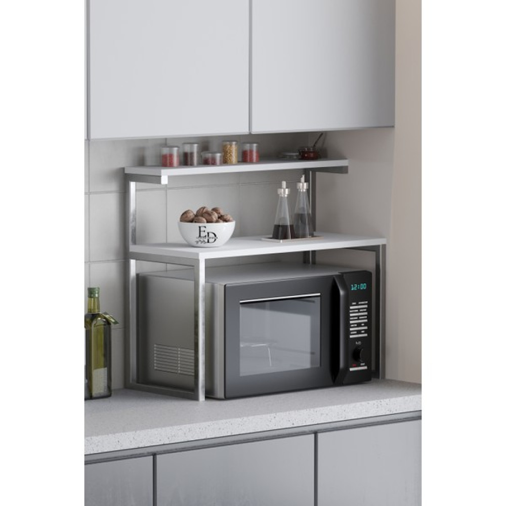 Efelez Design Akik 2 Raflı Metal Çok Amaçlı Mutfak Rafı / Tezgah Üstü Raf Gümüş Metal - Beyaz Tabla - GÜMÜŞ-BEYAZ Duvar Rafı Fiyatı