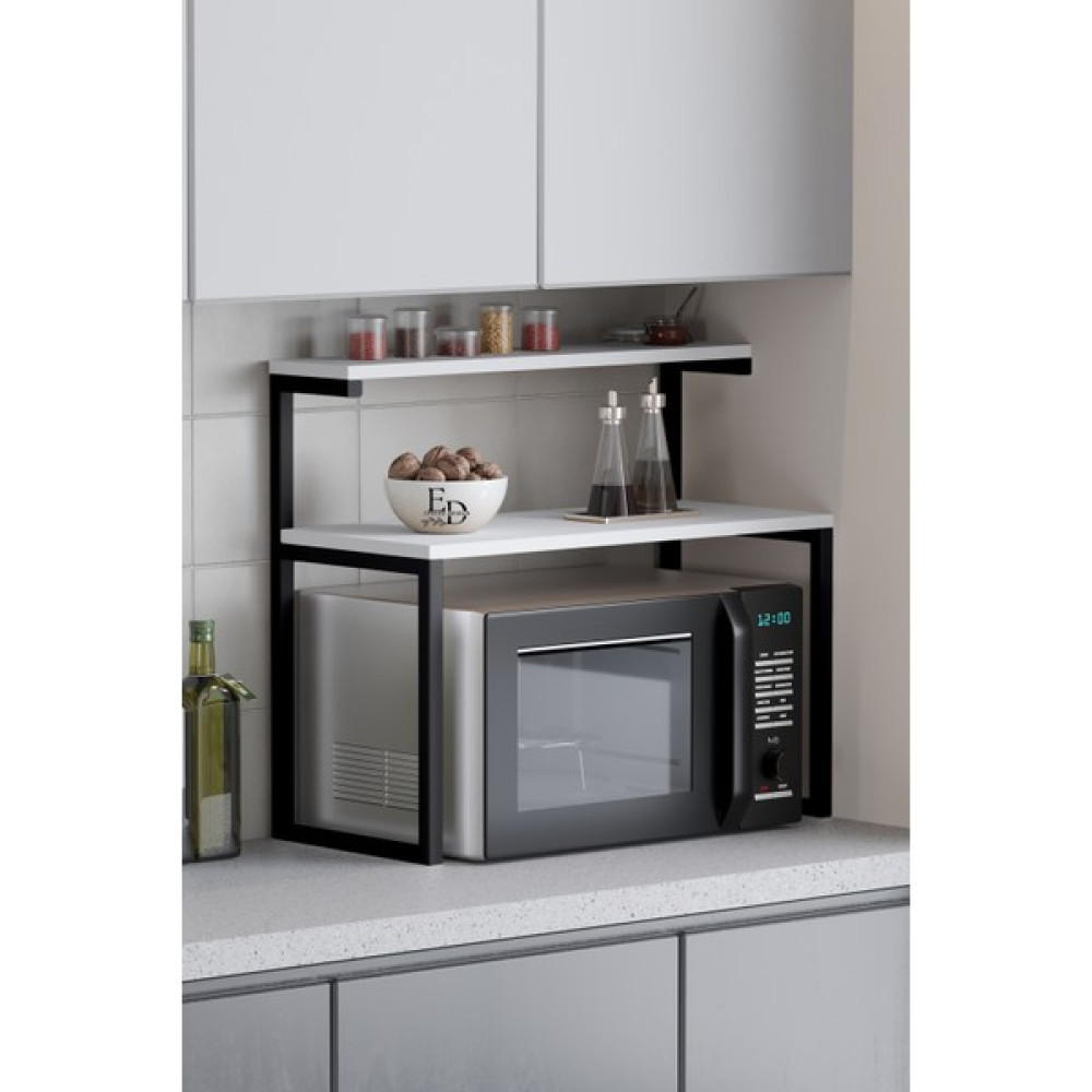 Efelez Design Akik 2 Raflı Metal Çok Amaçlı Mutfak Rafı / Tezgah Üstü Raf Siyah Metal - Beyaz Tabla - SİYAH-BEYAZ Duvar Rafı Fiyatı