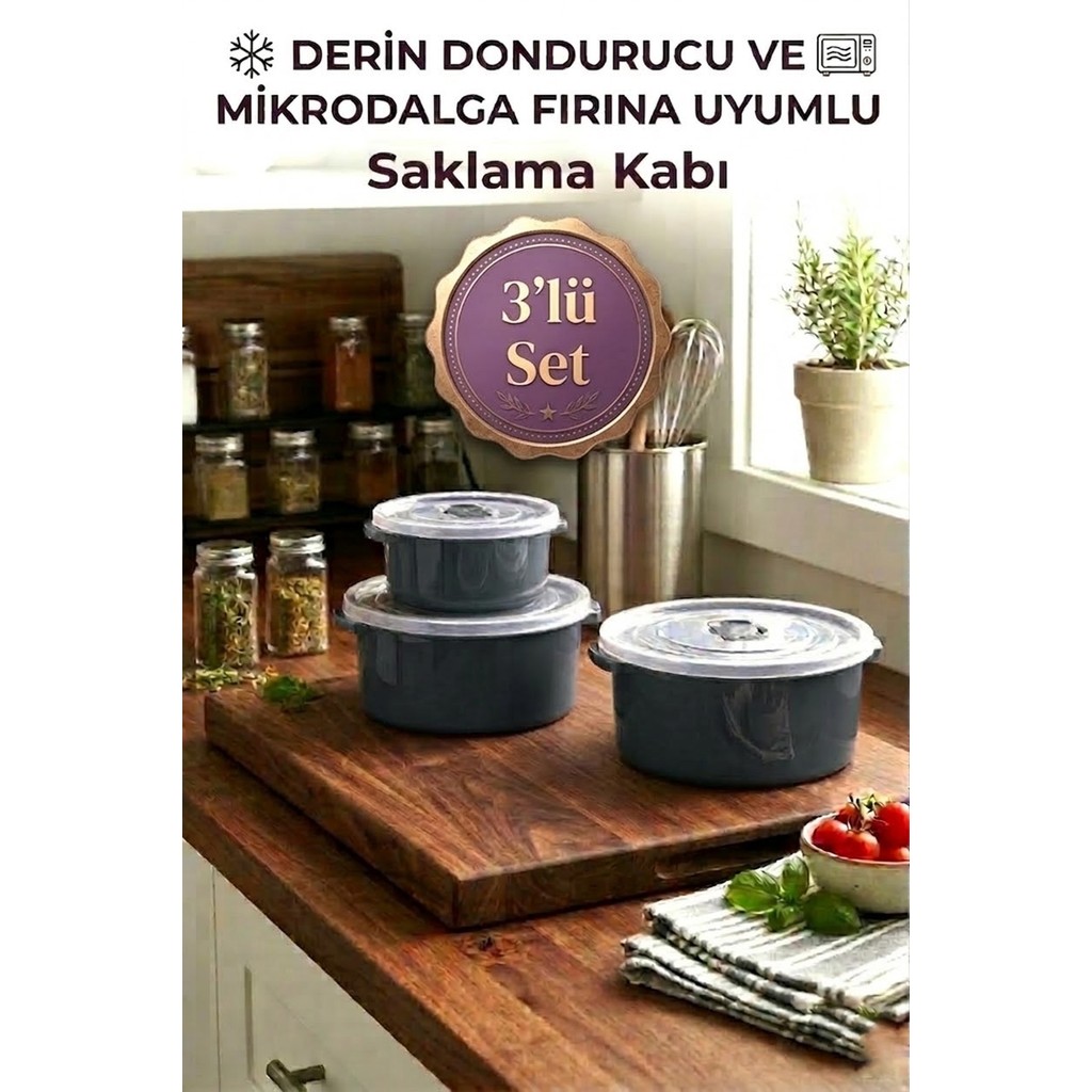 Effe Home Çok Amaçlı Hava Valfli Saklama Kabı 3'lü Set - Antrasit Saklama Kapları Fiyatı