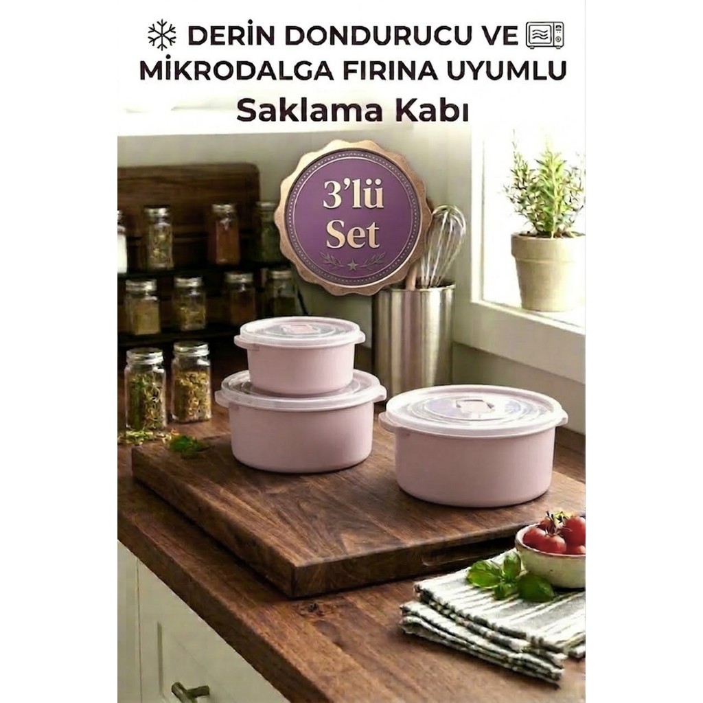 Effe Home Çok Amaçlı Hava Valfli Saklama Kabı 3'lü Set - Pembe Saklama Kapları Fiyatı