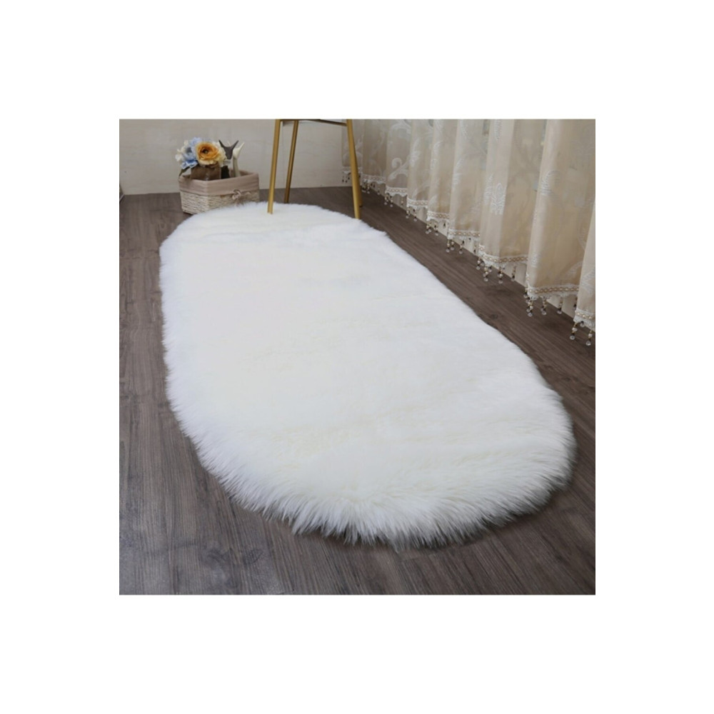 EFFE HOME Kuzu Post Halı Peluş Oval Premium Dolgun Tüylü Peluş Beyaz Renk-oval-elips Elipsler 75 x 120 Beden Kilim Fiyatı