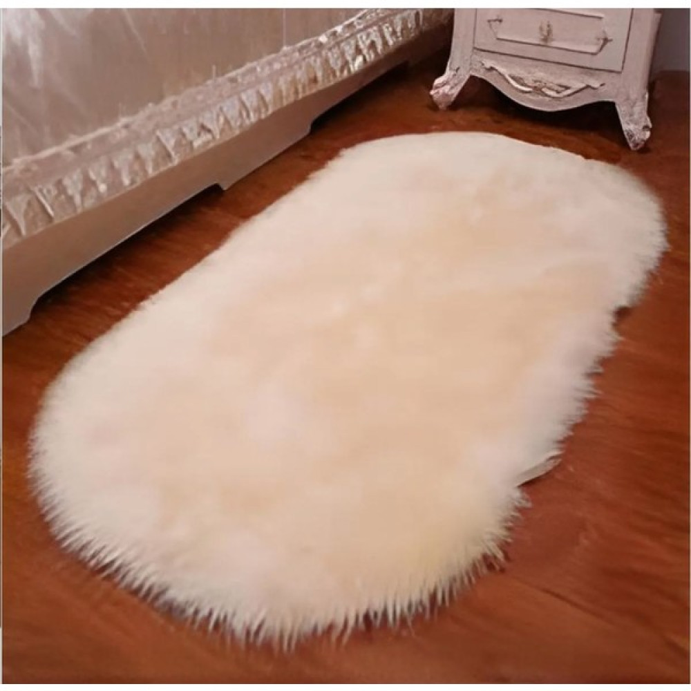 Effe Home Kuzu Post Halı Peluş Oval Premium Dolgun Tüylü Peluş Krem Ekru Taş Renk-Oval-Elips Elips Elipsoval - Krem - Bej - 60 x 100 cm Salon Halısı Fiyatı