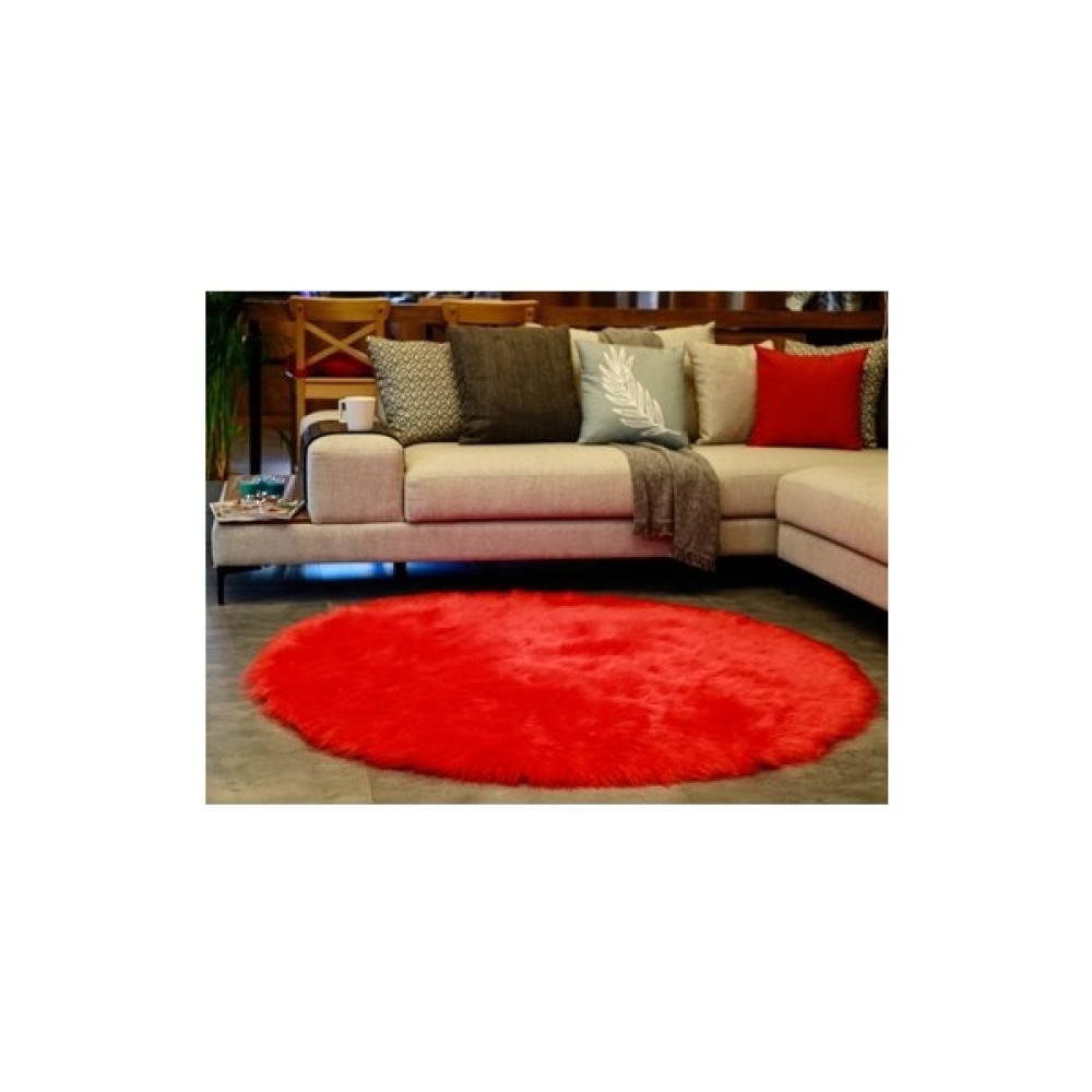 Effe Home Lux Kaymaz Tabanlı Yuvarlak Kırmızı Post Halı Kuzu Postu Yph - 30 x 30 cm Salon Halısı Fiyatı