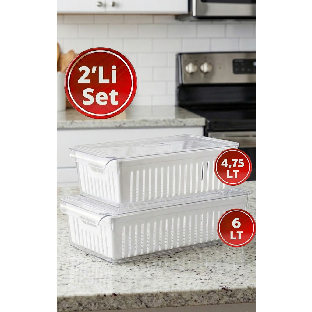 Effe Home Süzgeçli Buzdolabı Saklama ve Düzenleme Kabı - 10 lt Buzdolapları Fiyatı