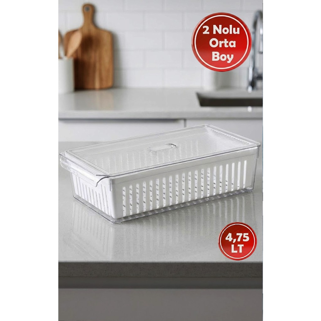 Effe Home Süzgeçli Buzdolabı Saklama ve Düzenleme Kabı - 4,7 lt Buzdolapları Fiyatı