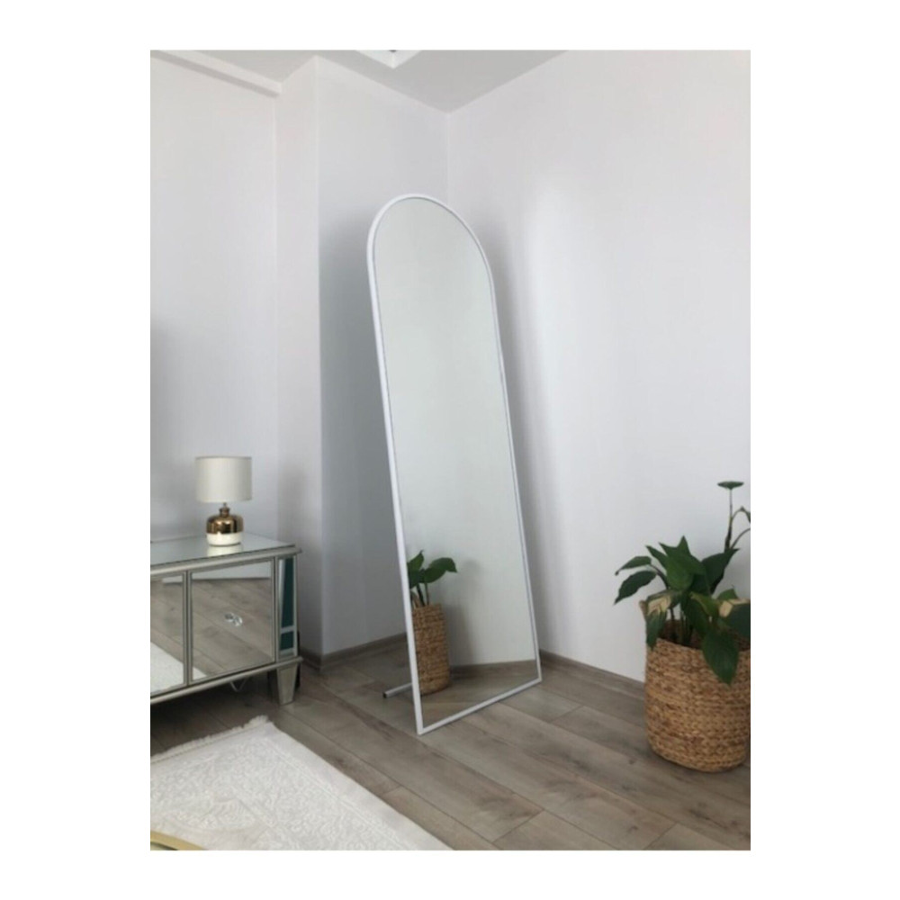 EFFE YAPI DEKOR Beyaz Metal Çerçeveli Ayaklı Oval Boy Aynası 180x60 Cm Ayna Fiyatı