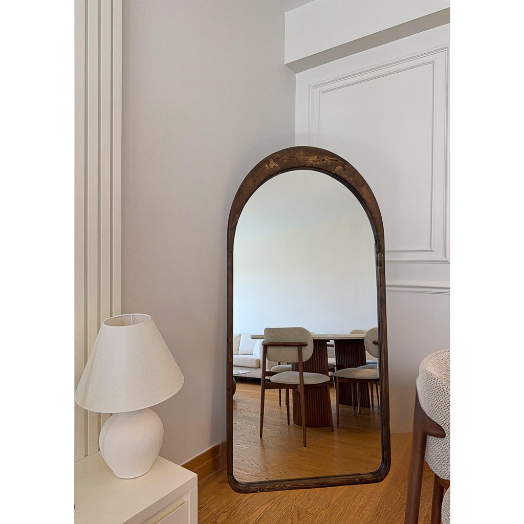 Effe Yapı Dekor EFFE YAPI DEKOR Oval Ayaklı Boy Aynası Doğal Ahşap Çerçeve ile 180x80 cm Ceviz Renk Çerçeveli Ayna Fiyatı