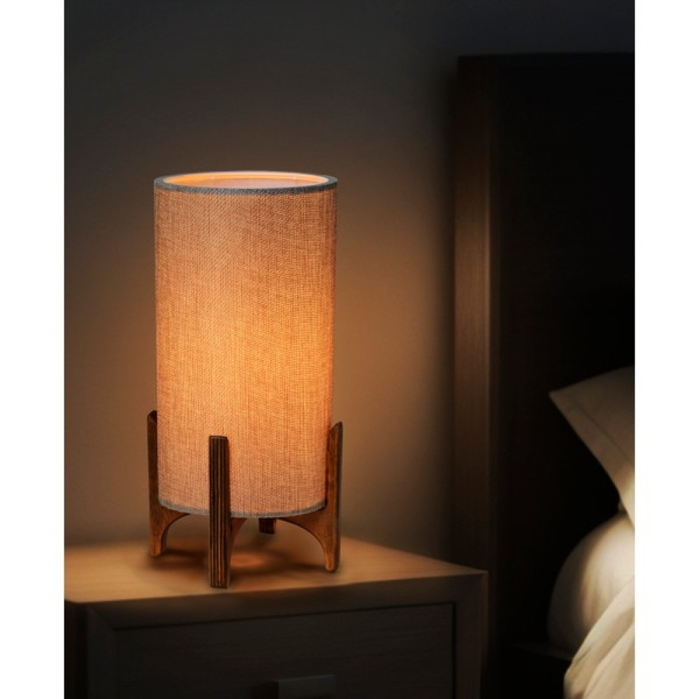 EFLIGHTDESIGN Ahşap Abajur Bej Modern Şık Yatak Odası Salon Masa Lambası Abajur Fiyatı
