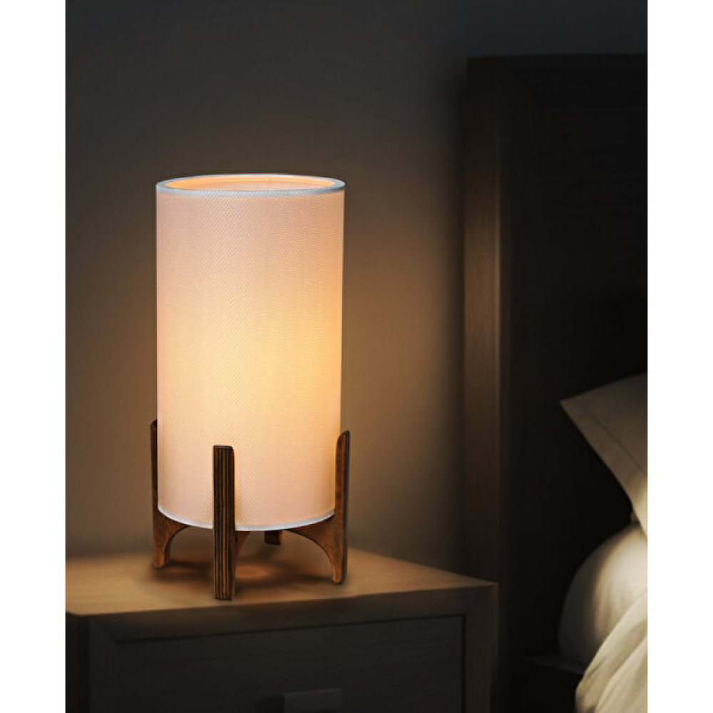EFLIGHTDESIGN Ahşap Abajur Beyaz Modern Şık Yatak Odası Salon Masa Lambası Abajur Fiyatı