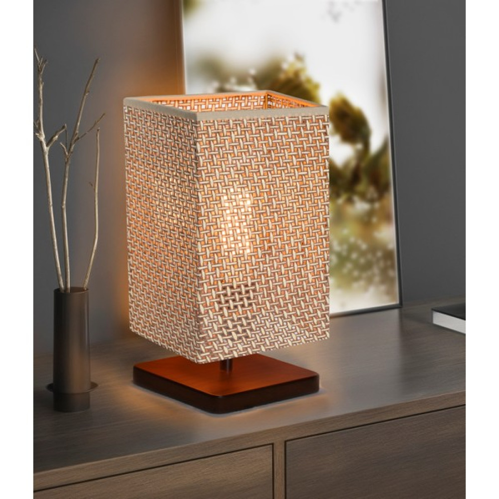 EFLIGHTDESIGN Ahşap Abajur Kahve Modern Şık Yatak Odası Salon Masa Lambası - Kahverengi - Beyaz Abajur Fiyatı