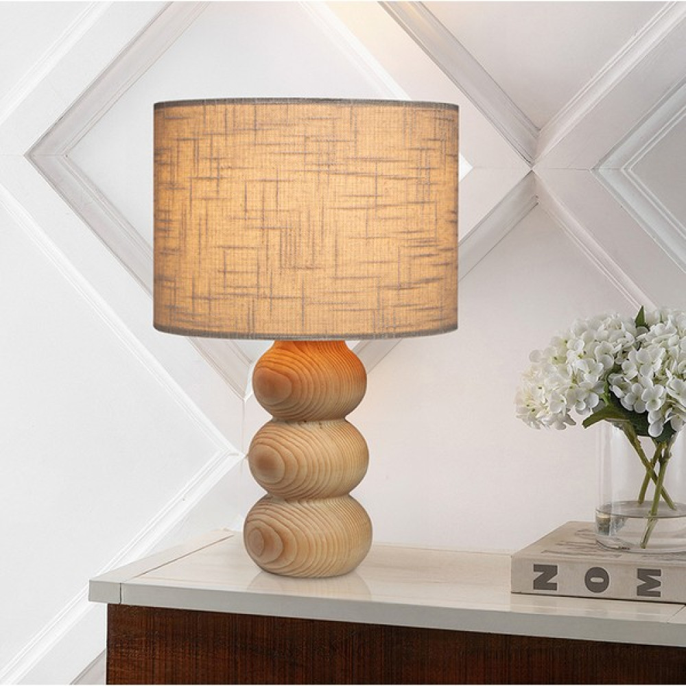 EFLIGHTDESIGN Krem Ahşap Abajur Desenli Modern Şık Yatak Odası Salon Masa Lambası Abajur Fiyatı
