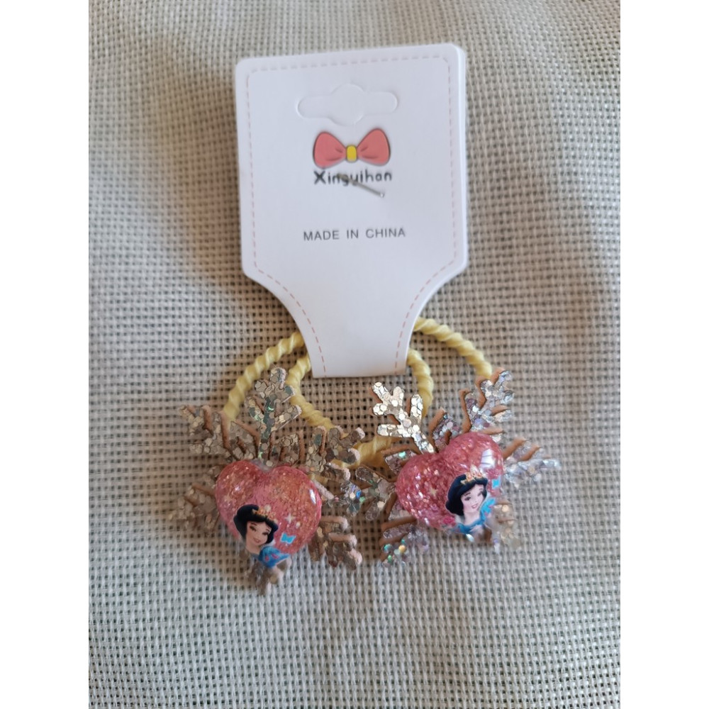 Efna Store Simli Kar Tanesi Üzeri Disney Prenses Baskılı Kalp Figürlü Çiftli Çocuk Lastik Toka - Açık Sarı Toka, Taç & Saç Bandı Fiyatı