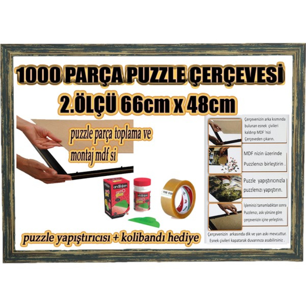 Efor Çerçeve 1000 Parça Eskitme Yeşil Puzzle Çerçevesi ( 66 cm x 48 Cm) - 66 cm x 48 cm Puzzle & Aksesuarları Fiyatı