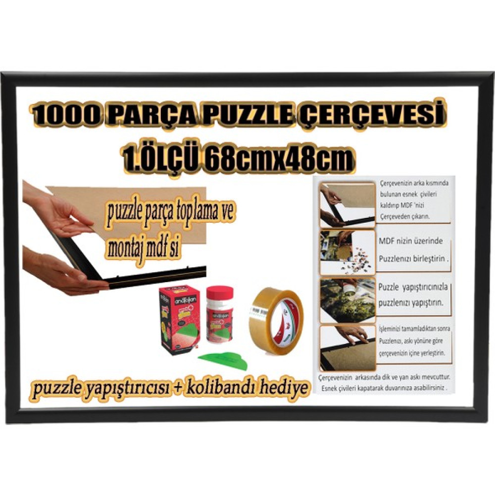 Efor Puzzle Çerçevesi 1000 Parça -Camsız - 1.ölçü 68 cm x 48 cm - Renk Siyah -Çerçeve 23 mm Puzzle & Aksesuarları Fiyatı