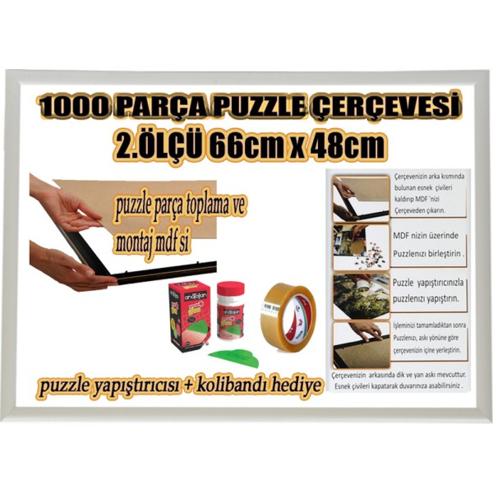 Efor Puzzle Çerçevesi 1000 Parça -Camsız - 2.ölçü 66 cm x 48 cm - Renk Beyaz-Çerçeve Genişliği 23 mm - Beyaz Puzzle & Aksesuarları Fiyatı